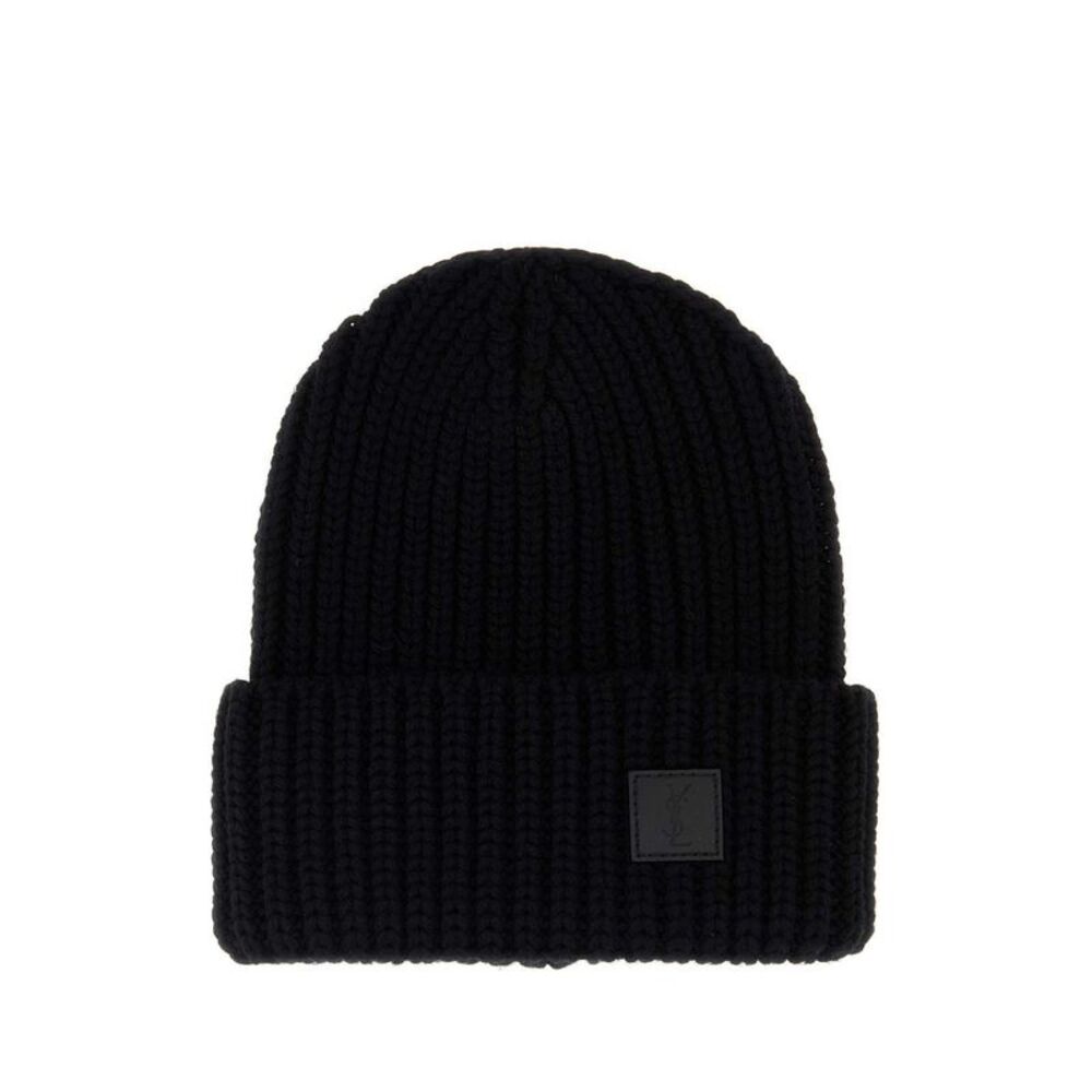 Saint Laurent Men Black Wool Beanie Hat